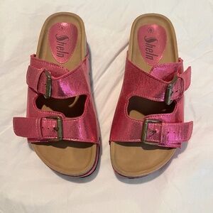SHEIN Hot Pink Metallic Platform Sandal